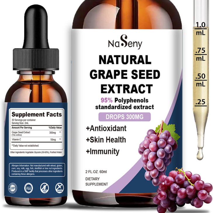 Natural Grape Seed Extract Drops-300 mg Grape Seed Extract Liquid Supplement