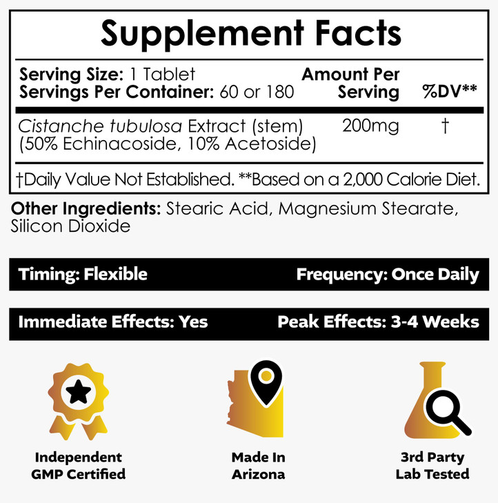 Nootropics Depot Cistanche tubulosa Tablets - 200mg - 60 Count