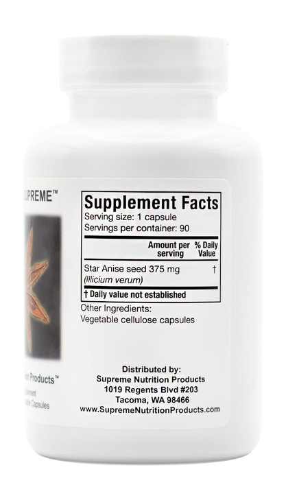 Supreme Nutrition Illicium, 90 Pure Star Anise Vegetarian Capsules