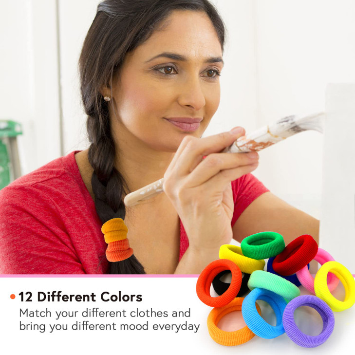 MaryLavender Large Stretch Hair Ties for Thick Hair Hair Elastics, Bands, Ponytail Holders Hair Scrunchies for Women and Girls 12 pcs