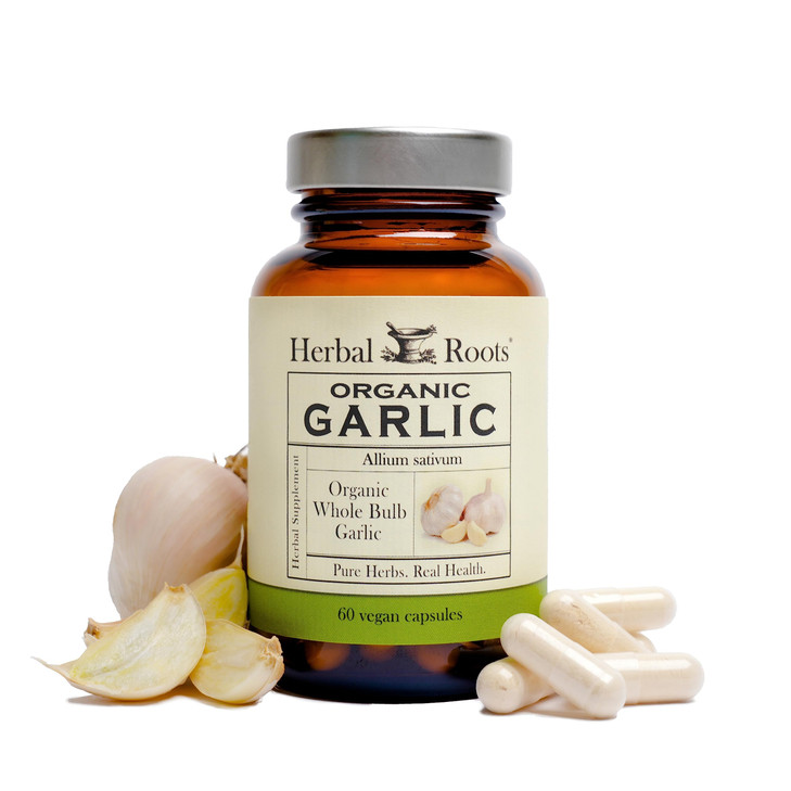 Herbal Roots Organic Whole Bulb Garlic Pills - Potent Extra Strength