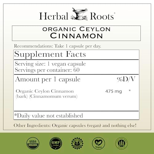 Herbal Roots Organic Ceylon Cinnamon Capsules