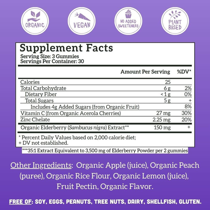 Llama Naturals Elderberry Gummies for Adults, Vegan, Organic Immune Support