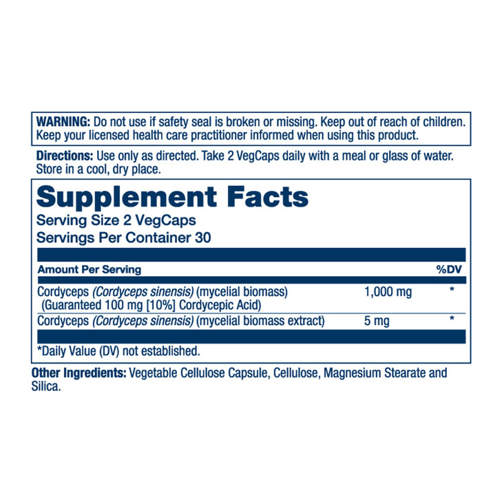 SOLARAY Fermented Cordyceps Mushroom 1000 mg - Healthy Energy Support
