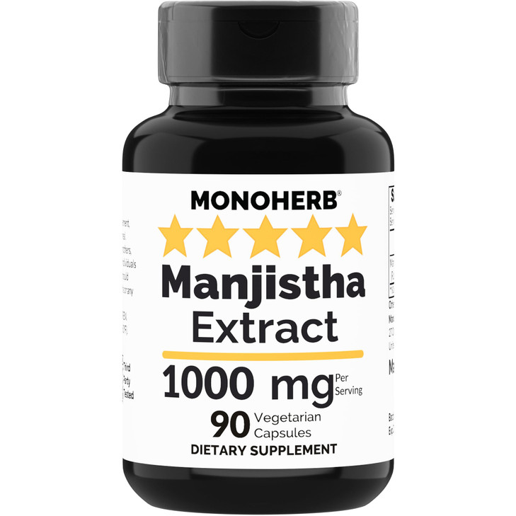 Manjistha 1000 mg - 90 Vegetarian Capsules - Supreme Manjistha Root Extract