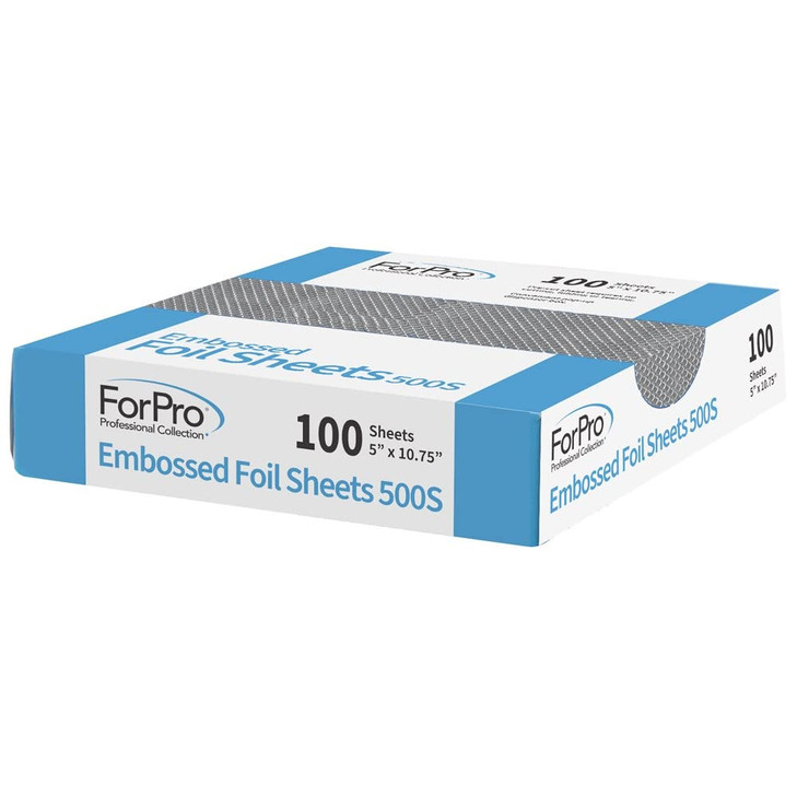 ForPro Professional Collection Embossed Foil Sheets 500S, Aluminum Foil, Pop-Up Dispenser, for Hair Color Application and Highlighting Services, Food