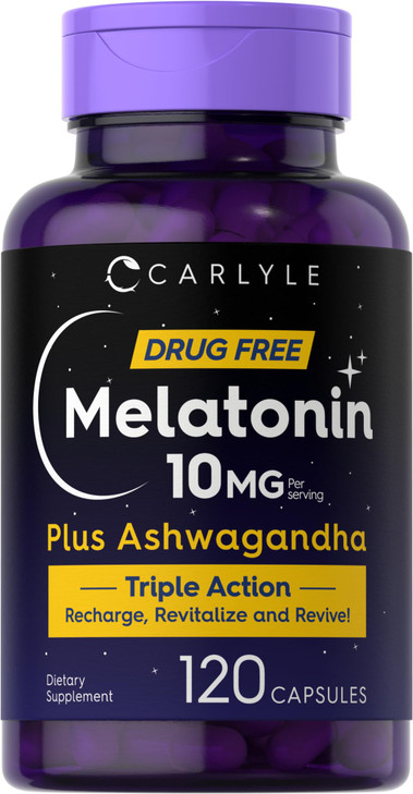 Carlyle Melatonin 10mg - 120 Capsules - with Ashwagandha
