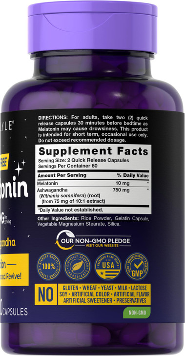 Carlyle Melatonin 10mg - 120 Capsules - with Ashwagandha