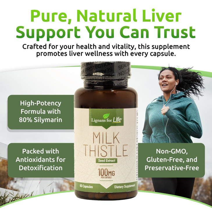 Lignans For Life Milk Thistle Seed Extract Herbal Supplement for Dogs, 100mg