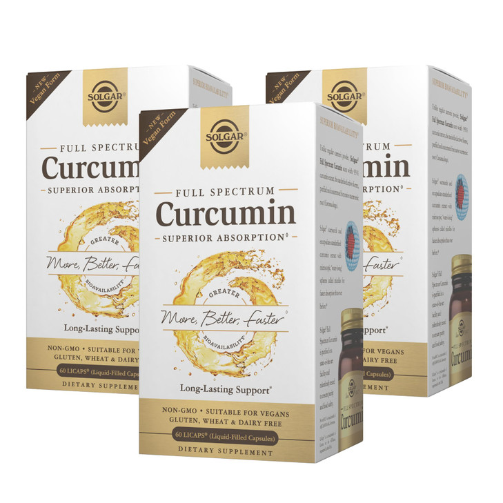 Solgar Full Spectrum Curcumin - 60 LiCaps, Pack of 3