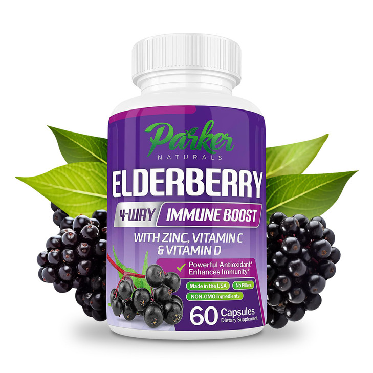 Parker Naturals Organic Elderberry Capsules, 4-Way Immune Boost Elderberries