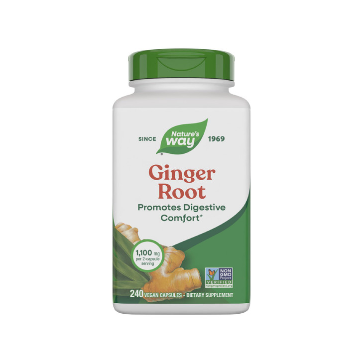 Nature's Way Ginger Root Capsules 550 mg per capsule, Digestive Comfort* Reduces