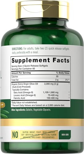 Carlyle Olive Oil Extra Virgin 2000mg - 120 Softgel Capsules