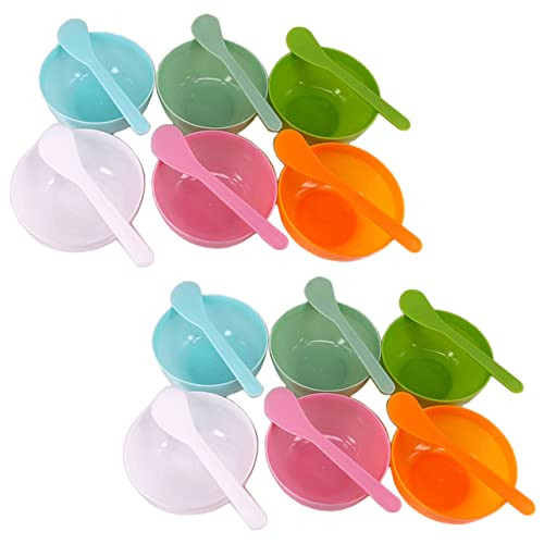 lasenersm 12 Pieces Plastic Facial Mask Mixing Bowl With Stirring Spatula Facemask Bowl Mud Mask Mixing Bowl DIY Skin Care Mixing Tool Kit for Lady W