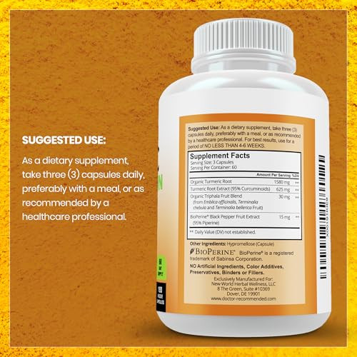 Turmeric Curcumin Supplement - 2250mg/d - Veggie Caps
