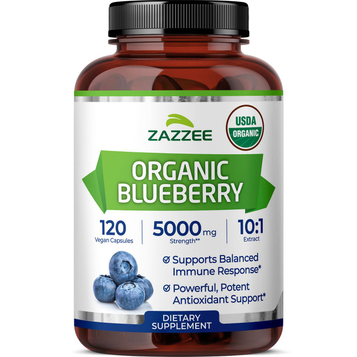 Zazzee USDA Organic Blueberry 10:1 Extract, 5000 mg Strength, 120 Vegan
