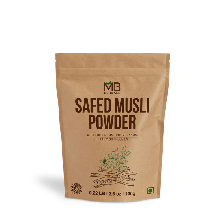 MB Herbals Pure Safed Musli Powder 100 Gram - 3.5 oz Chlorophytum borivilianum