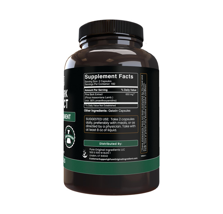 PURE ORIGINAL INGREDIENTS Pine Bark Extract (365 Capsules) No Magnesium Or Rice