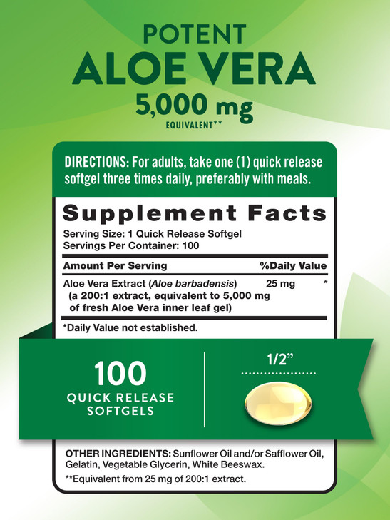 Nature's Truth Aloe Vera Softgels - 5000mg - 100 Count