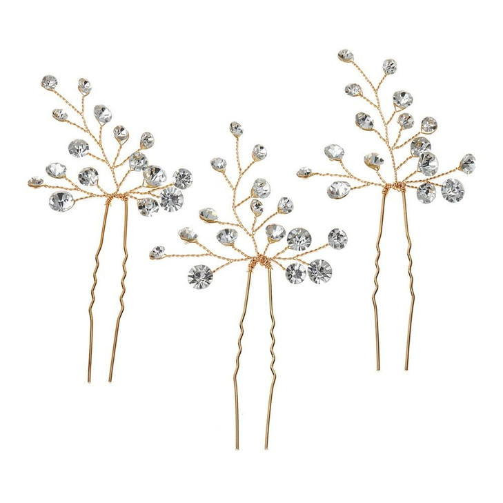 3pcs Crystal Wedding Hair Pieces, Handmade Rhinestone Bridal Hair Pin for Women, Girls, Bridesmaids - Bridal Hair Accessories