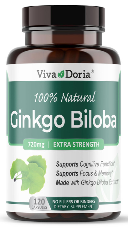 Viva Doria Ginkgo Biloba 720mg, Supports Brain Function & Memory Support, 120