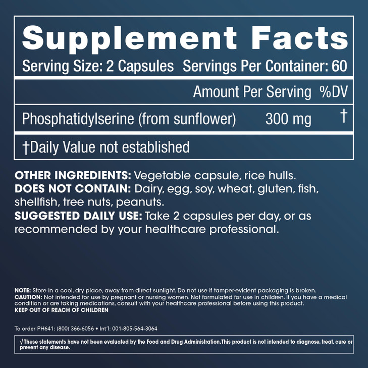 ProHealth Phosphatidylserine. Protects Cognition and Brain Health. Supports
