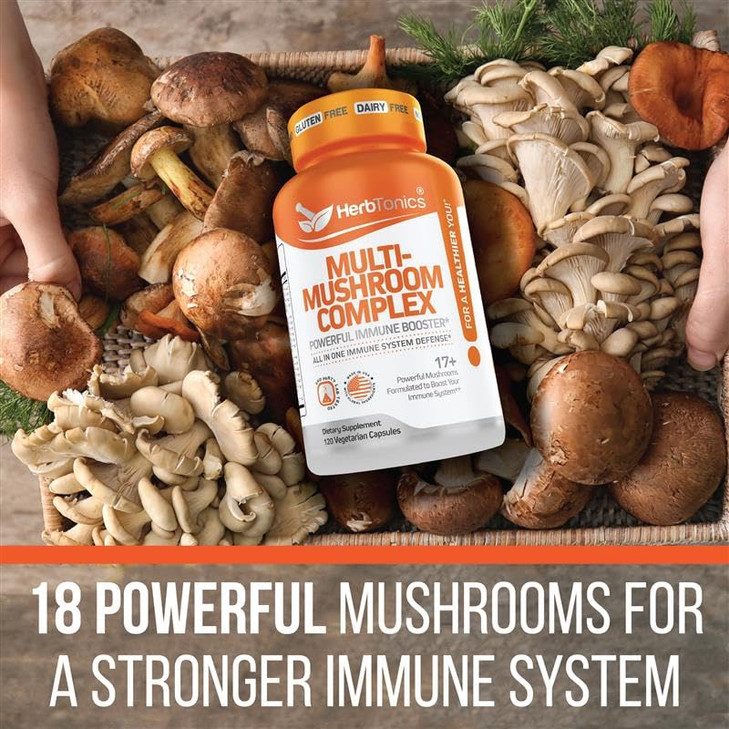 Herbtonics All-in-One Mushroom Supplement for Immune System Support
