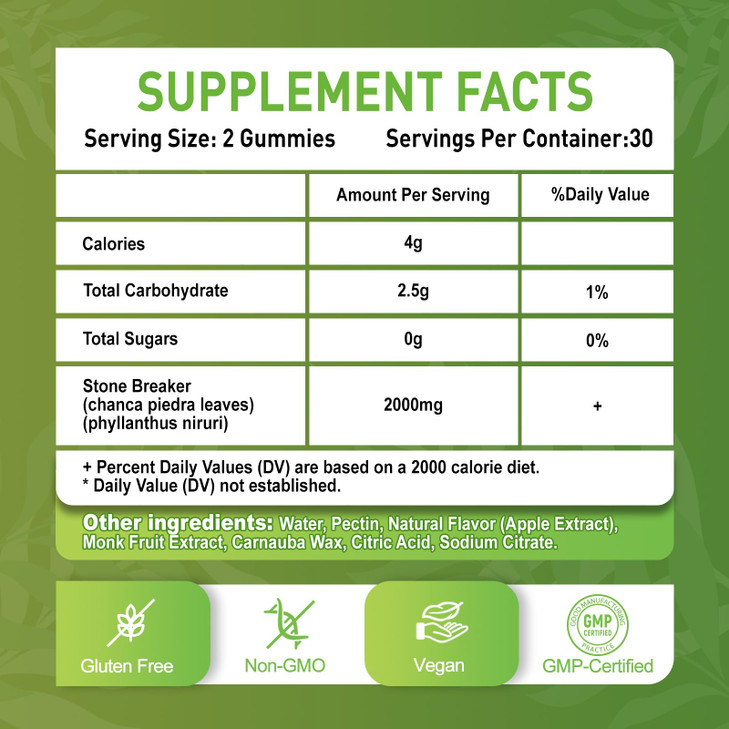 Zetelixia Chanca Piedra Stone Breaker Gummies, Organic Herbal Supplement