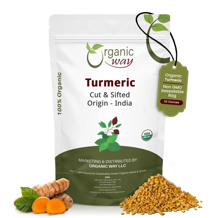 Organic Way Turmeric/Haldi Root Cut & Sifted (Curcuma Longa)