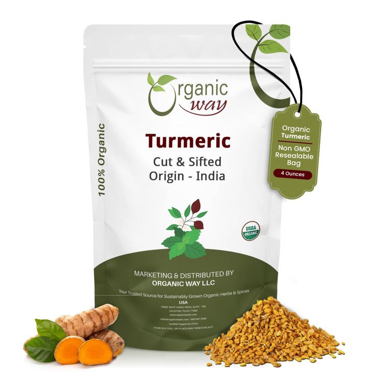 Organic Way Turmeric/Haldi Root Cut & Sifted (Curcuma Longa)