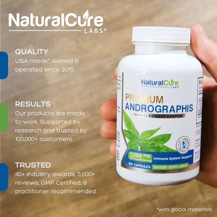 Natural Cure Labs Premium Andrographis Paniculata Extract 1,200mg with 100mg