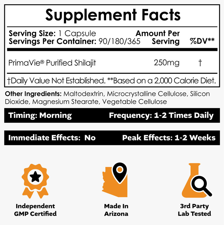 Nootropics Depot PrimaVie Shilajit Capsules - 250mg - 30 Count