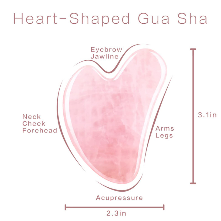 Contrybox Gua Sha Facial Tools, Rose Quartz Guasha Tool for Face & Eye, Puffiness Reducing & Jawline Sculpting Face Stone Gua Sha Tools for Skin Care