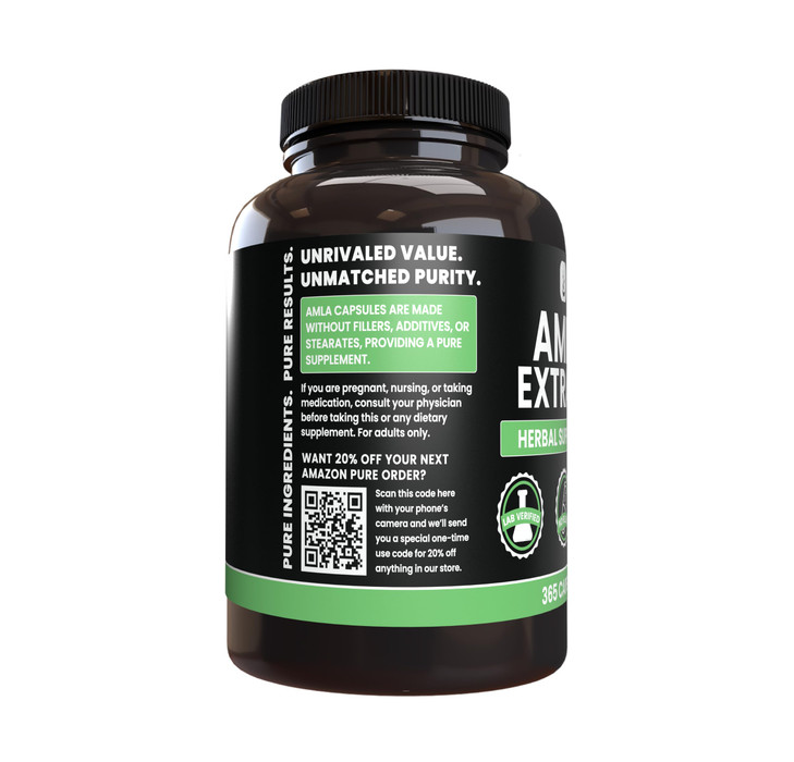 PURE ORIGINAL INGREDIENTS Amla Extract (365 Capsules) No Magnesium Or Rice