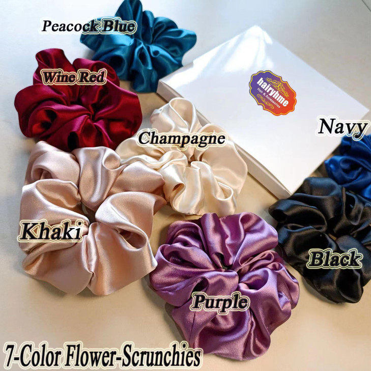 7Pcs Hair Scrunchies for Women Girls, Lengthened Satin Scrunchies for Hair, Soft and Silky Hair Ties Hair Accessories for Women, won't snapped Elasti