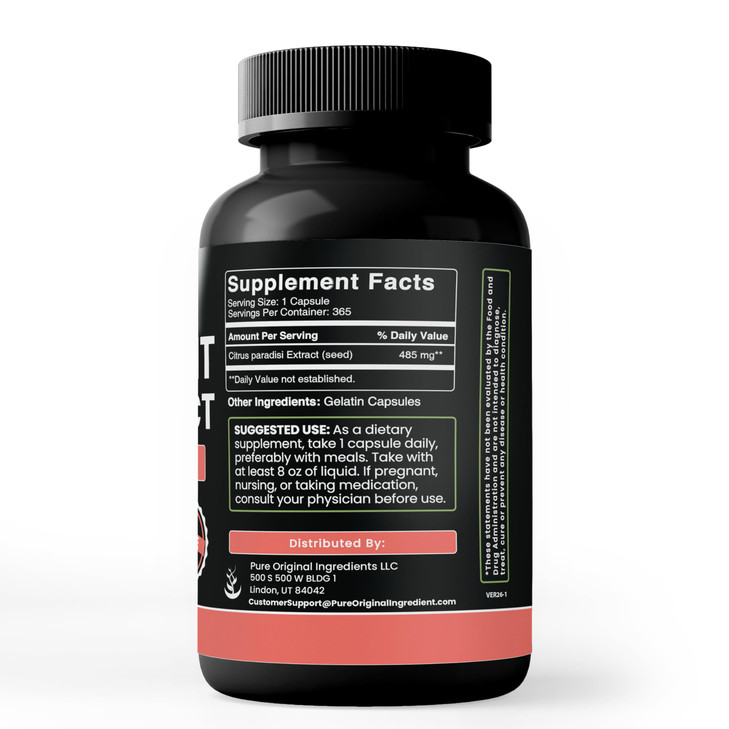 PURE ORIGINAL INGREDIENTS Grapefruit Seed Extract (365 Capsules) No Magnesium Or