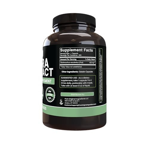 PURE ORIGINAL INGREDIENTS Okra Extract (365 Capsules) No Magnesium Or Rice