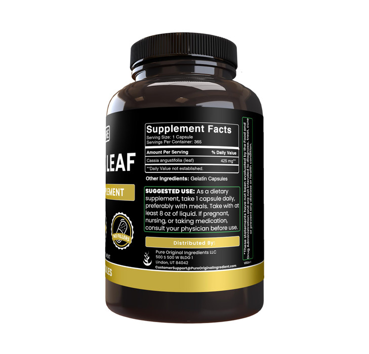 Pure Original Ingredients Senna Leaf (365 Capsules) No Magnesium Or Rice
