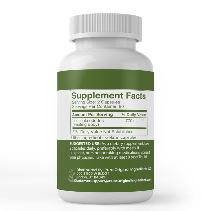 Pure Original Ingredients Shiitake Mushroom Extract (100 Capsules) Always Pure