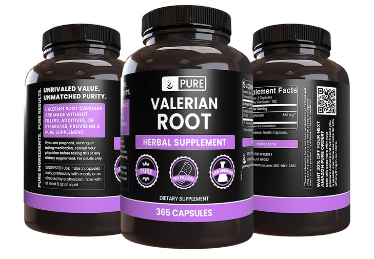 PURE ORIGINAL INGREDIENTS Valerian Root (365 Capsules) No Magnesium Or Rice