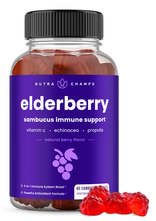 NutraChamps Elderberry Gummies with Vitamin C, Propolis & Echinacea