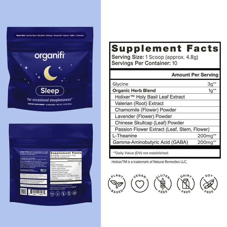 Organifi Sleep - Sleep Support with Valerian Root, Lavender, GABA and L-theanine