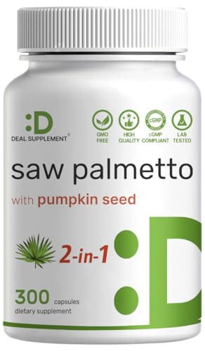 Saw Palmetto Supplement with Pumpkin Seed, 300 Capsules