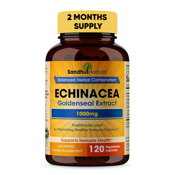 SANDHUHERBALS Echinacea Goldenseal 1000 Mg 120 Capsules