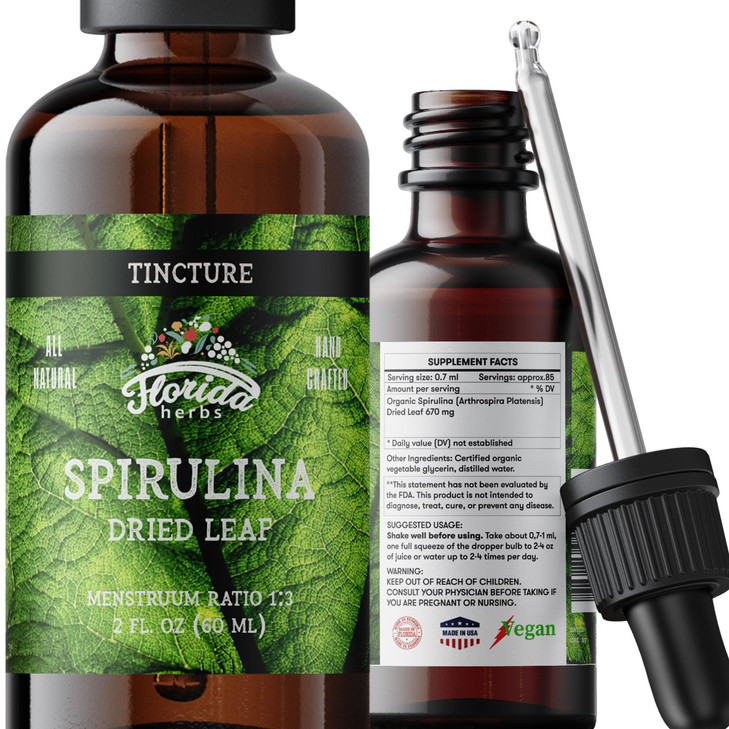 FLORIDA HERBS Spirulina Tincture, Organic Spirulina Extract (Arthrospira