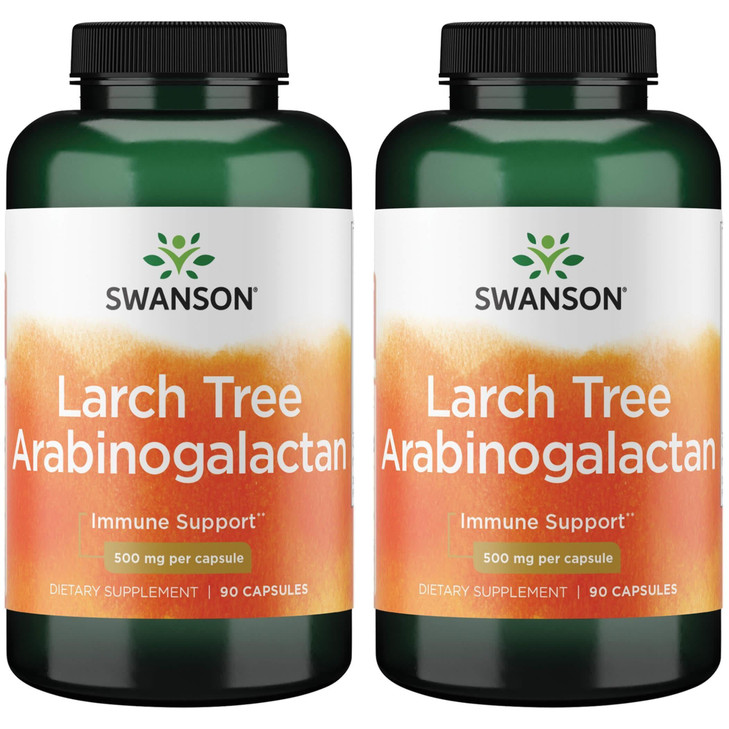 Swanson Larch Tree Arabinogalactan 500 mg 90 Caps (2 Pack)