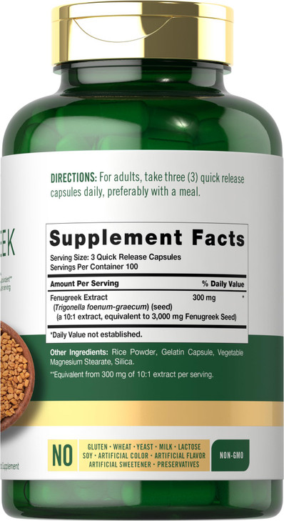 Carlyle Fenugreek Capsules - 300 Count - Non-GMO & Gluten Free Extract