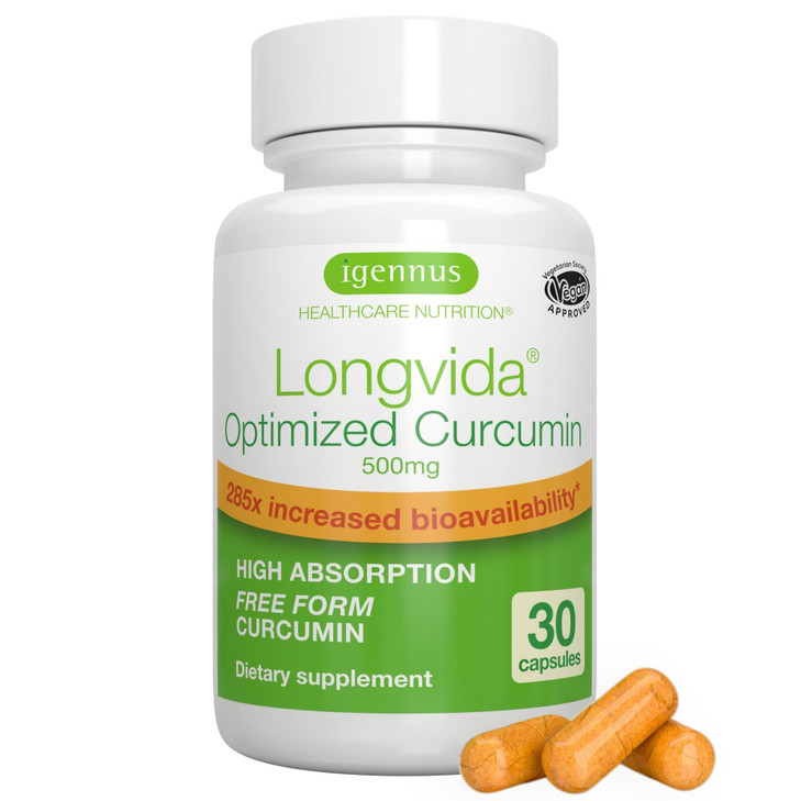 Igennus Longvida Lipidated Curcumin 500mg, Ultra Bioavailable & Sustained