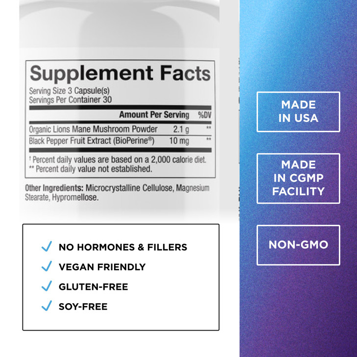DR. EMIL NUTRITION 2100mg Organic Lions Mane Supplement Capsules