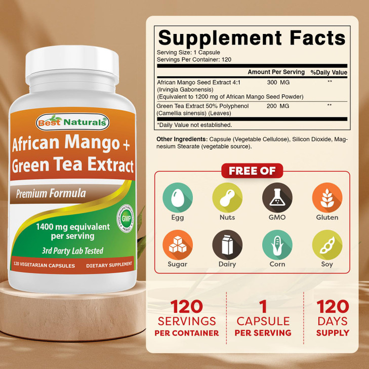 Best Naturals African Mango with Green Tea 1400 mg per Serving